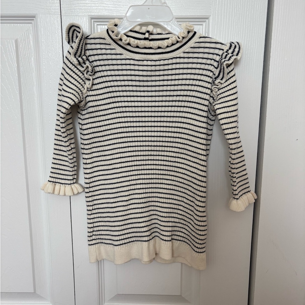 GAP Navy and Cream Striped Baby Sweater Dress